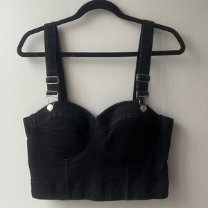 Black Denim Corset Top, Say What?, size XL
